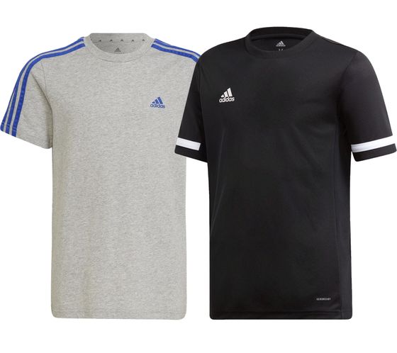 Camiseta deportiva infantil adidas T19 SS con tecnología CLIMALITE camiseta deportiva de algodón sostenible DW6791/HP0842 negro o gris