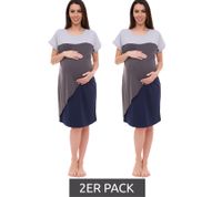 Pack de 2 vestidos premamá para mujer nine 9 meses vestido de embarazo asimétrico 32879759 gris/azul