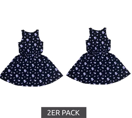 Pack of 2 KIDSWORLD girls' summer dress with all-over floral pattern, casual dress 74239509 black