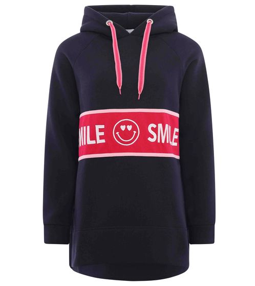 ZWILLINGSHERZ Alea Hoodie suéter con capucha para mujer con letras SMILE alrededor suéter de algodón 31069-1008-1 azul oscuro