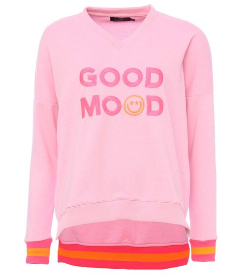 ZWILLINGSHERZ Pull Dana pull femme avec inscription GOOD MOOD pull en coton 3138-1 rose