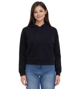 ONLY Play Damen Crop-Hoodie Kapuzen-Pullover kurzer Sweat-Shirt Basic-Pullover 15245850 Schwarz