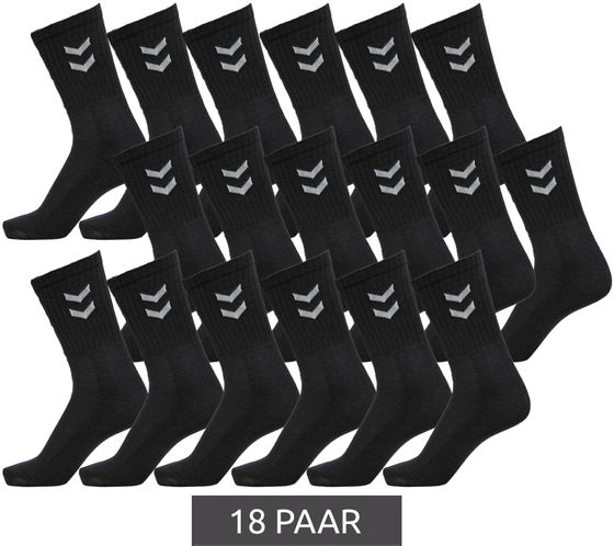 18 pares de calcetines Hummel Basic Crew con medias de algodón en ángulo de contraste calcetines deportivos 022030-2001 negro