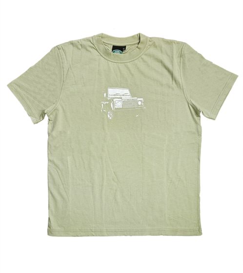 Maglia da uomo LAND ROVER girocollo in cotone con stampa frontale Defender camicia a maniche corte 96002 Khaki