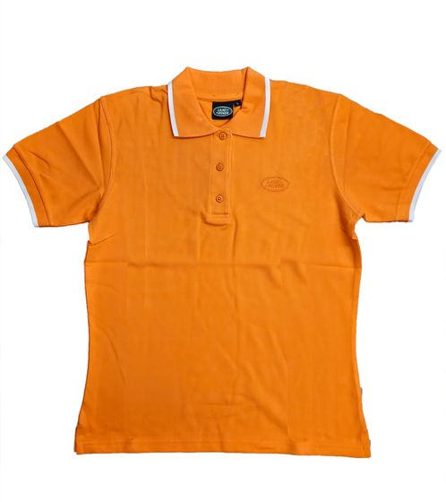 Polo de mujer LAND ROVER con composición de algodón, camisa de manga corta con logo bordado 960017 naranja/blanco