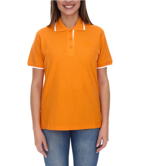 LAND ROVER women's polo shirt with cotton content, short-sleeved shirt with logo embroidery 960017 orange/white