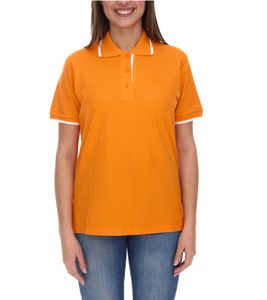 Polo de mujer LAND ROVER con composición de algodón, camisa de manga corta con logo bordado 960017 naranja/blanco