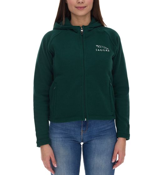 JAGUAR Damen Fleece-Jacke Kapuzen-Jacke mit Logo Stickerei Alltags-Jacke Herbst-Jacke 410180 Grün