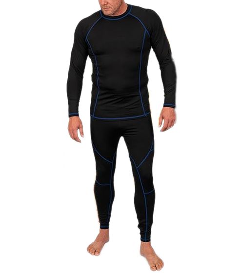 BASIC TREASURE Men's Thermal Set = Thermal Sweater & Thermal Pants Thermal Underwear Ski Underwear Oeko-Tex certified - Standard 100 21497-10 Black/Blue