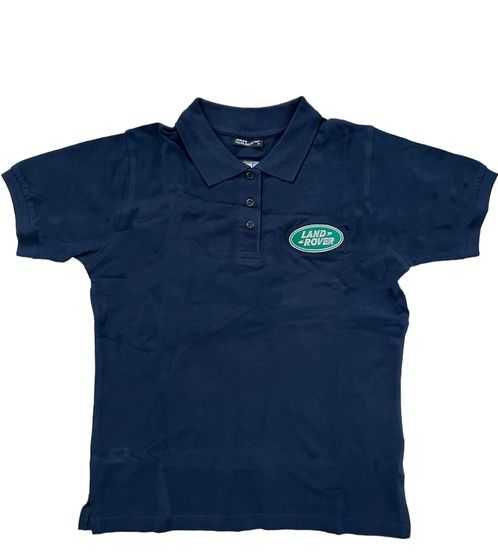 Polo da donna LAND ROVER in cotone a maniche corte con ricamo logo JN071 blu