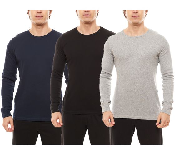 Maglia basic da uomo AM Legend a maniche lunghe con girocollo in cotone manica lunga 26182 grigio, nero o blu