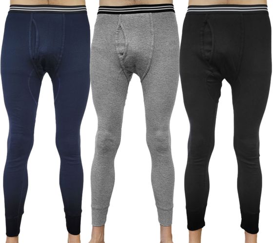 AM Legend Herren Ski-Unterhose nachhaltige lange Unterhose aus reiner Baumwolle 26183 in Navy, Grau oder Schwarz