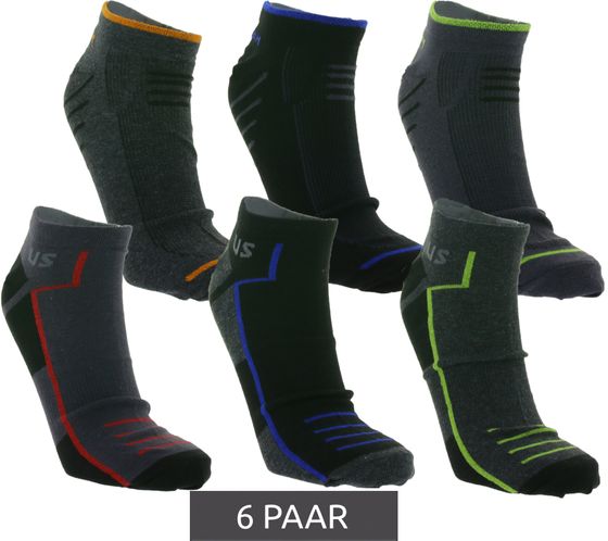 6 Paar Uncle Sam Herren Baumwoll-Socken Sport-Socken Sneaker-Socken Grau/Blau/Schwarz/Rot/Orange