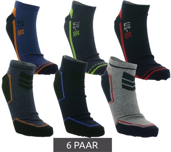 6 Paar Uncle Sam Herren Baumwoll-Socken Sport-Socken Sneaker-Socken Grau/Blau/Schwarz/Rot/Grün