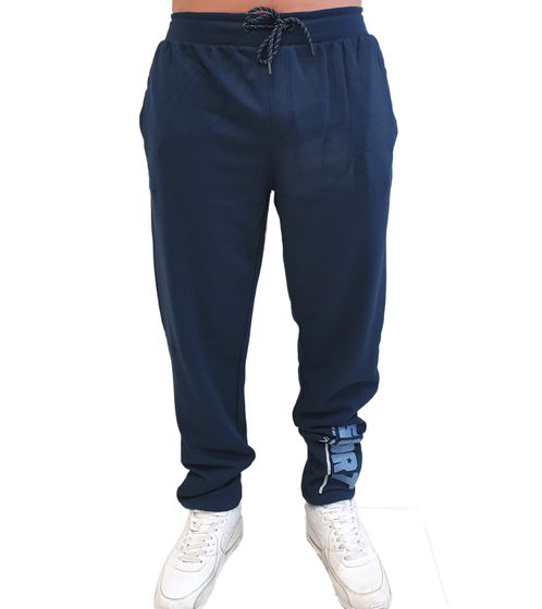 J|LINE Pantalon de sport pour homme en coton imprimé, pantalon de jogging certifié Oeko-Tex - Standard 100 bleu