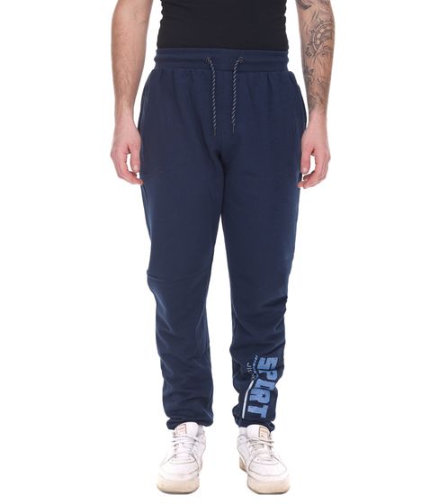 J|LINE men's sports pants, cotton pants with print, jogger training pants, Oeko-Tex certified - Standard 100 blue