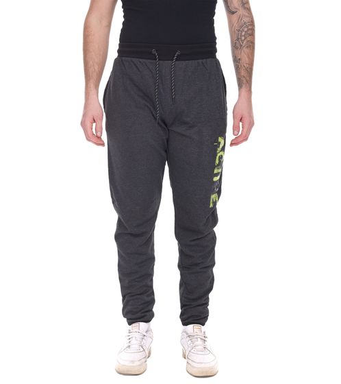 J|LINE men's sports pants, cotton pants with print, jogger training pants, Oeko-Tex certified - Standard 100 gray