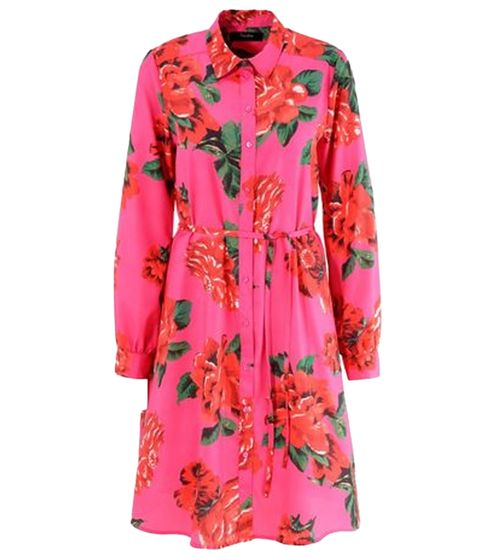 Aniston CASUAL Damen Kleid mit Allover-Blumen-Print Langarm-Kleid 87575134 Pink/Rot/Grün