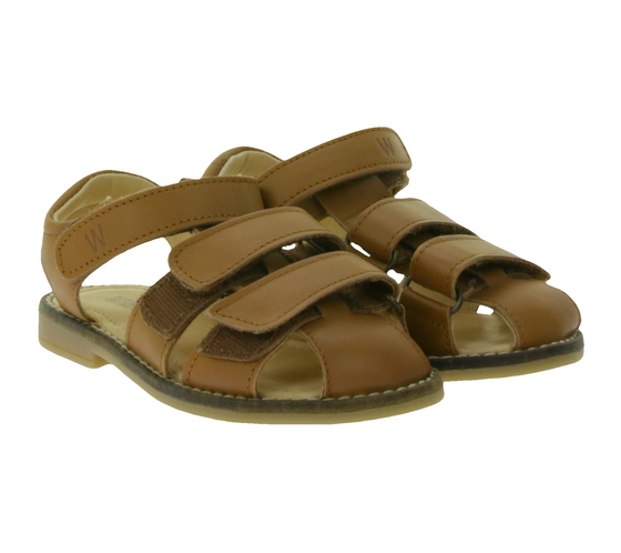 WHEAT Addison Kids Sandalias de Piel para Niña con Velcro Zapatos Verano WF146f Marrón Claro