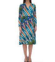 Aniston CASUAL women's midi dress, colorful patterned wrap dress, long sleeves, 75955239 blue/colorful