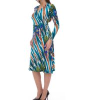 Aniston CASUAL women's midi dress, colorful patterned wrap dress, long sleeves, 75955239 blue/colorful