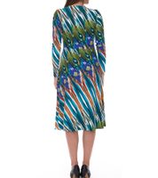 Aniston CASUAL women's midi dress, colorful patterned wrap dress, long sleeves, 75955239 blue/colorful