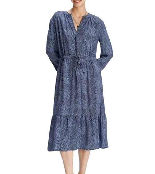 Tamaris robe longue femme avec jupe à volants robe tissée avec cordon de serrage 30989605 violet-bleu/noir