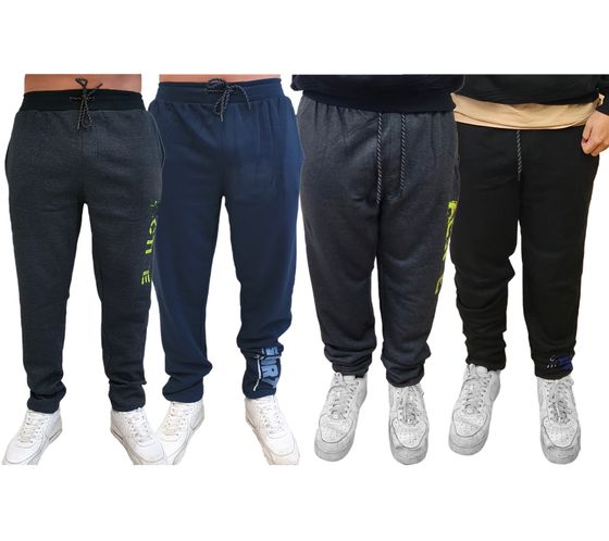 Pantaloni sportivi da uomo J|LINE, pantaloni in cotone con stampa, pantaloni da allenamento jogger, certificati Oeko-Tex - standard 100 nero, blu o grigio