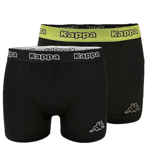 2er Pack Kappa Herren Boxershorts mit Marken Schriftzug und Logo Unterhose 351K1JW ADO Schwarz/Lime