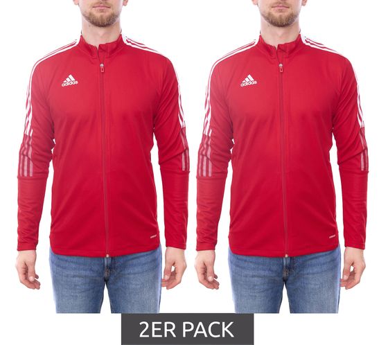 Pack of 2 adidas TIRO 21 men's training jacket, sustainable football jacket, sports jacket, fitness clothing, GM7308 red