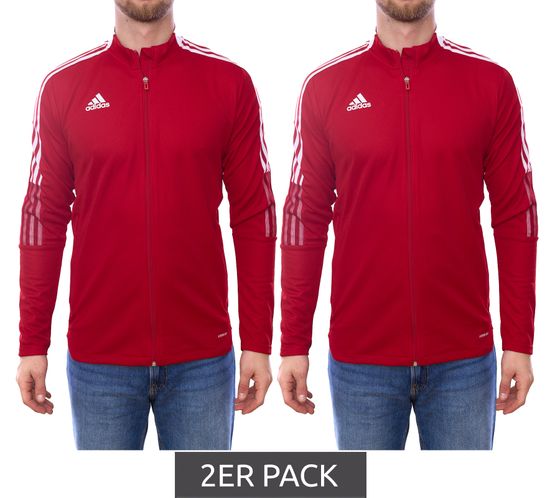 2er Sparpack adidas TIRO 21 Herren Trainings-Jacke nachhaltige Fußball-Jacke Sport-Jacke Fitness-Kleidung GM7308 Rot