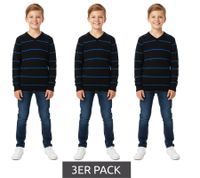 Pack de 3 KIDSWORLD jersey suave infantil de punto con rayas 24014735 negro/azul