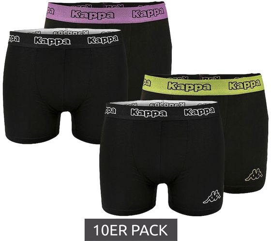 Pack of 10 Kappa men's boxer shorts with brand lettering and logo underpants 351K1JW black/lime or black/violet