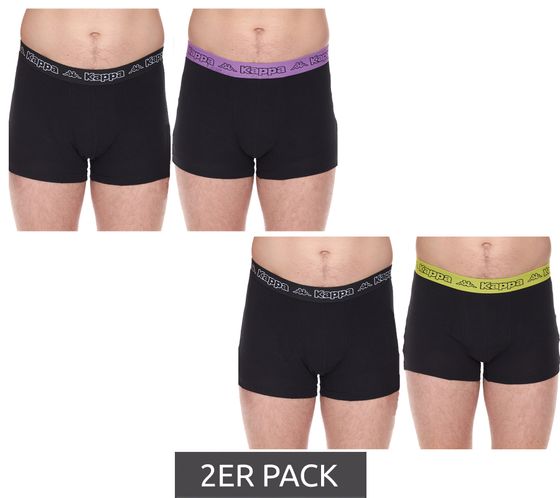 Confezione da 2 boxer uomo Kappa con lettering brand e mutande logo 351K1JW nero/lime o nero/viola