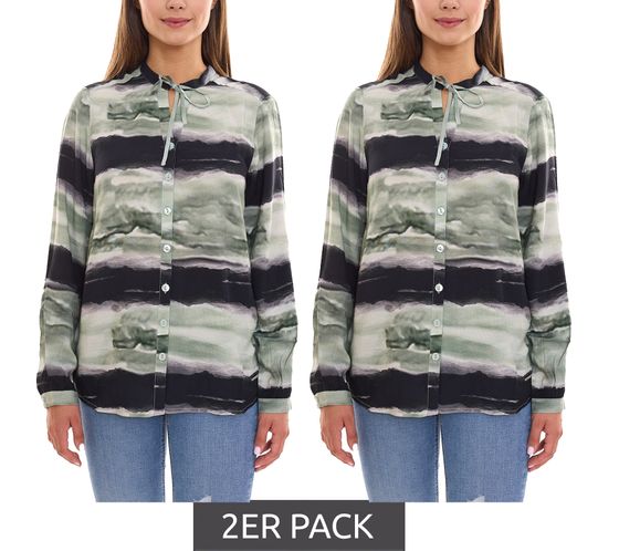 Pack de 2 blusas de mujer de bruno banani de manga larga con aspecto tie-dye, camisa de verano 31663237 verde/negro