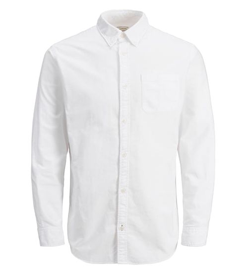 Camisa de hombre Jack & Jones Oxford de manga larga camisa business sostenible 12224292 blanco