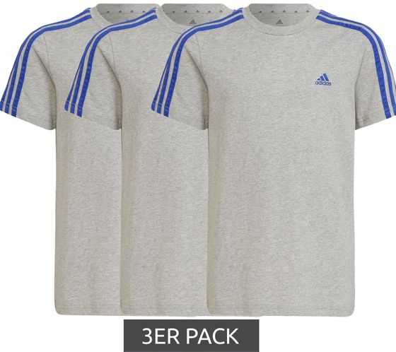 3er Sparpack adidas Kinder nachhaltiges Baumwoll-Shirt Fußball-Trikot HP0842 Grau/Blau