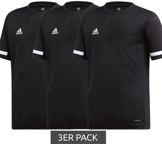 Pack of 3 adidas T19 SS children's sports jersey with CLIMALITE technology training shirt for boys and girls DW6791 black