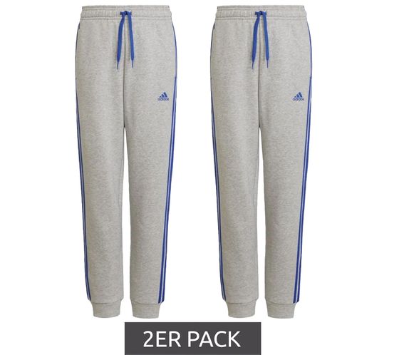 Confezione da 2 pantaloni sportivi adidas sostenibili per ragazzi e ragazze, jogger per tutti i giorni con contenuto di cotone, pantaloni fitness HN6712 grigio/blu