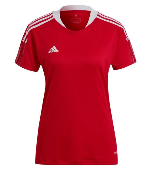 adidas TIRO 21 Jersey T-shirt d'entraînement pour femme avec AeroReady en matériau recyclé T-shirt de sport T-shirt de fitness GM7584 rouge/blanc