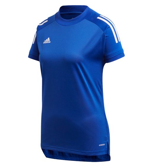 adidas Condivo 20 women's sustainable sports shirt with mesh inserts training shirt with AeroReady fitness shirt FJ7532 blue/white