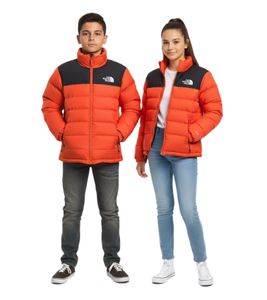 THE NORTH FACE Massif Daunenjacke Kinder Jungen Ski-Jacke Jugendliche wasserabweisende Schnee-Jacke Gänsedaunen NF0A827Z1W2 Orange/Schwarz