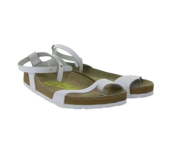 SANSIBAR sandales pour femmes sandales en cuir véritable avec trois lanières croisées fendues chaussures d'été 1096285 blanc