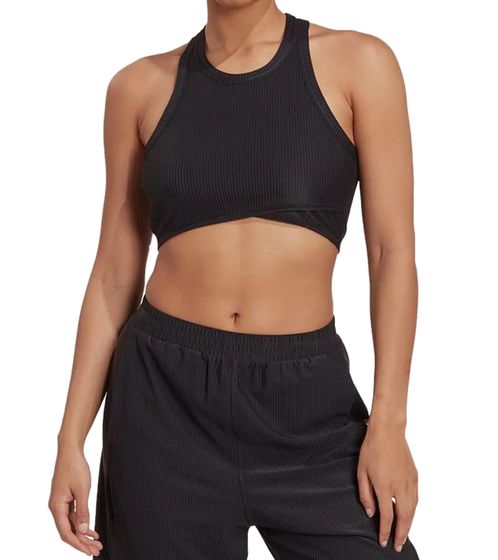 adidas women's sustainable sports top ribbed tank top crop top yoga shirt HP1965 black