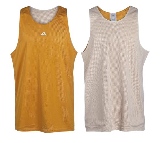 adidas men's sustainable reversible shirt tank top sports shirt fitness shirt basketball jersey IM4210 white/yellow