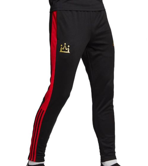 Pantaloni da allenamento sostenibili adidas Salah per ragazzi pantaloni sportivi con tecnologia AEROREADY jogger HI3794 nero/rosso/oro