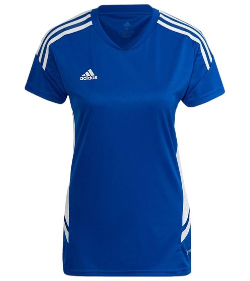 Chemise de sport adidas Condivo 22 pour femme, chemise à manches courtes avec AEROREADY en matériau recyclé, chemise de tous les jours, chemise de fitness HD4724 bleu/blanc