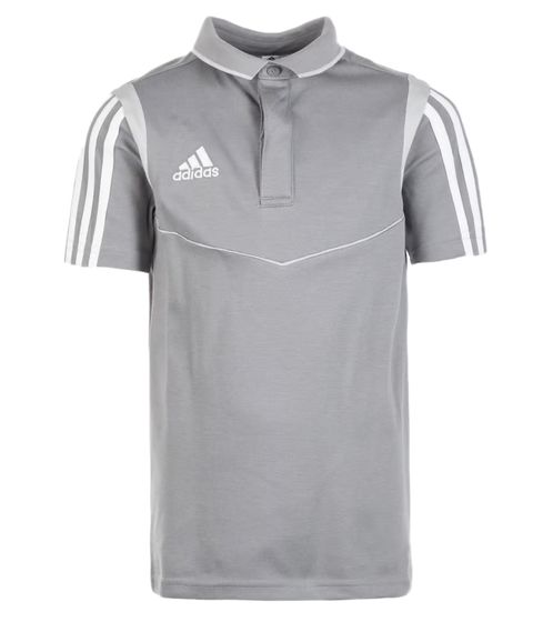 adidas Tiro 19 sustainable polo shirt for boys with cotton content, everyday shirt, short sleeve top DW4737 gray