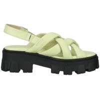 ILC Damen Sandalette Riemchen-Sandalen mit derber Sohle Echtleder C45-8541 Beige/Blau, Grün oder Weiß