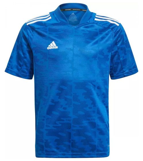 Maglia da calcio adidas Condivo 21 Jersey per bambini a maniche corte per ragazze o ragazzi con maglia sportiva AeroReady GF3359 blu/bianco